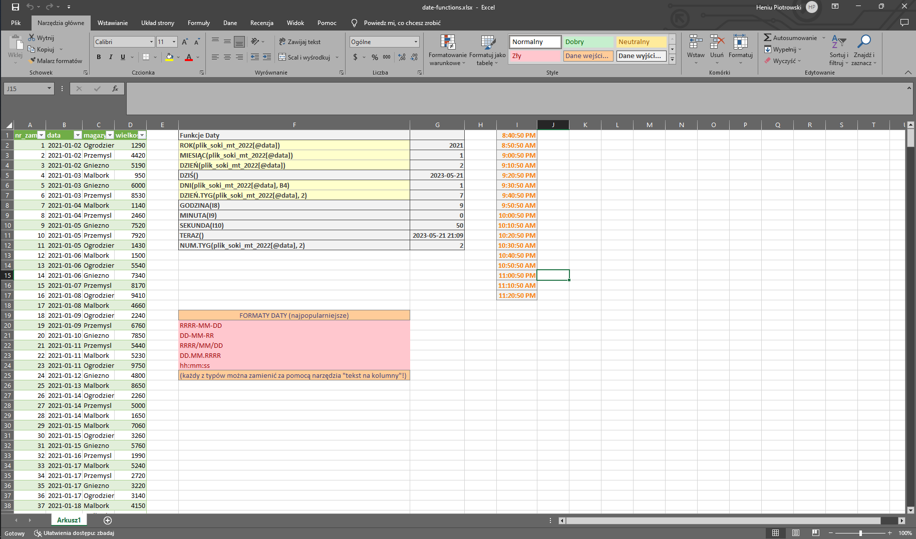 zdjęcie z kursu (funkcje daty)